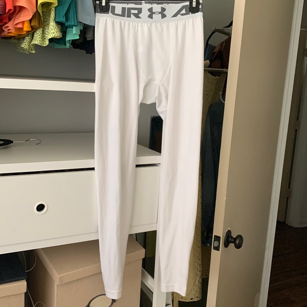 Under armour white running tights size Medium